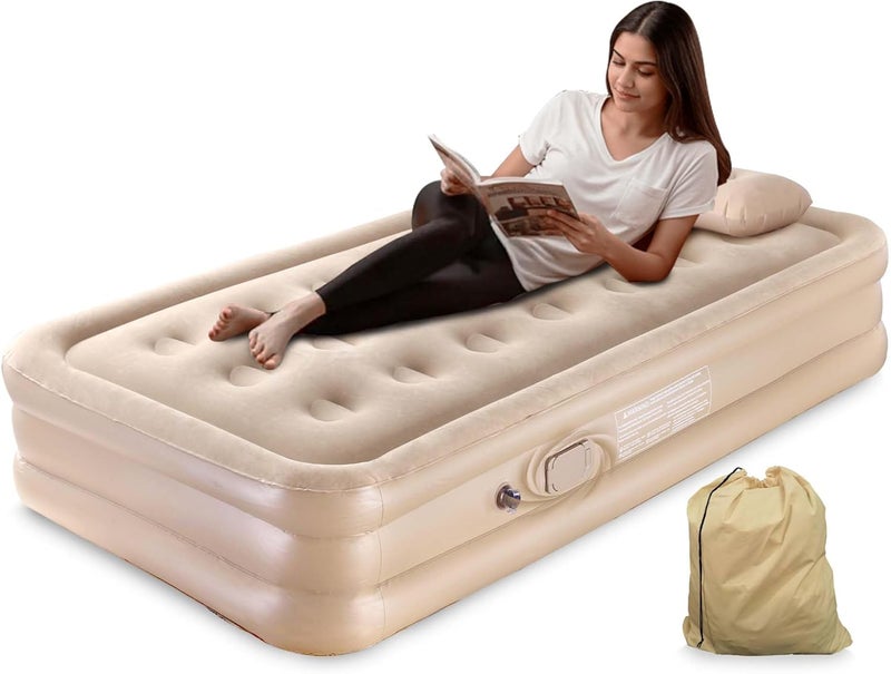 Eworld Portable Air Mattress with Built-in Pump (190 × 100 × 40 cm) – Double Layer Inflatable Bed for Home, Camping & Guest Use | Ultra-Comfortable Waterproof Airbed - Assorted Colors - Image 1